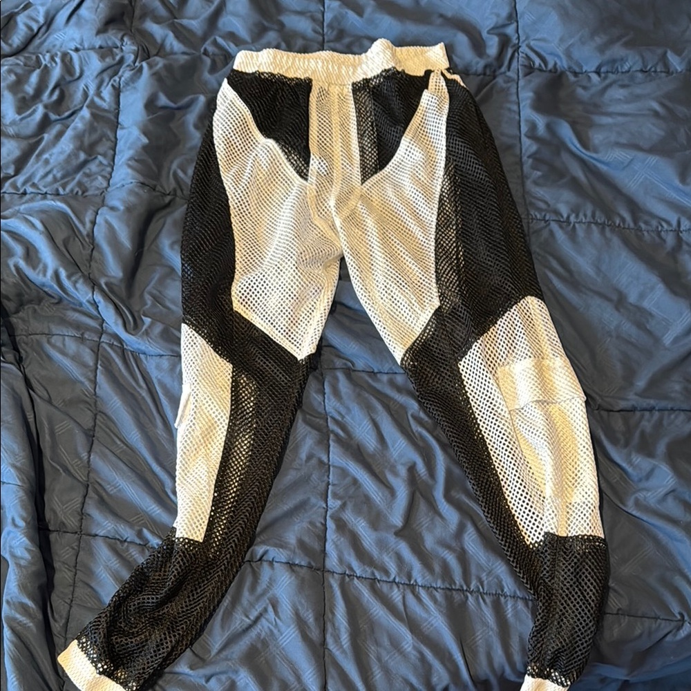 Stylish Black and White Mesh Pants